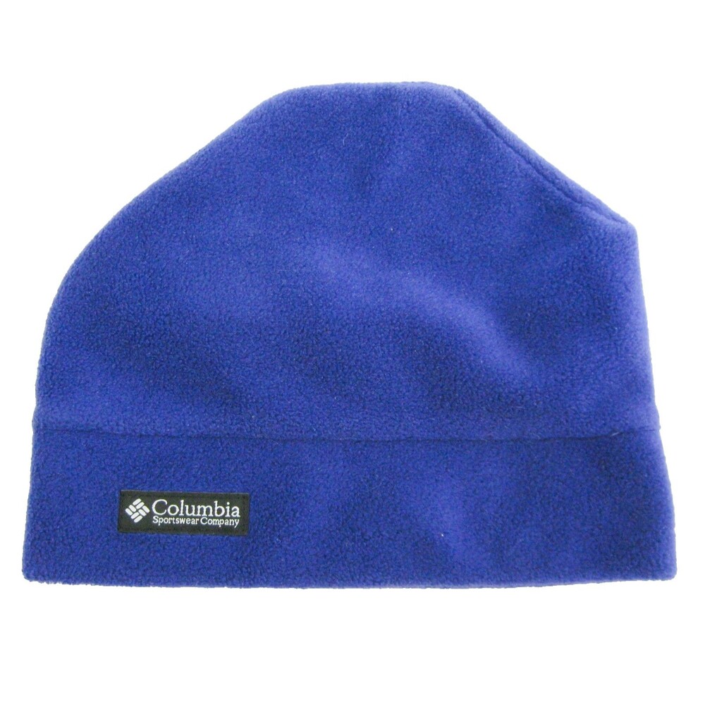 Columbia Blue Beanie Cap Hat Youth Large - XL Logo Fleece Winter Warm Ski